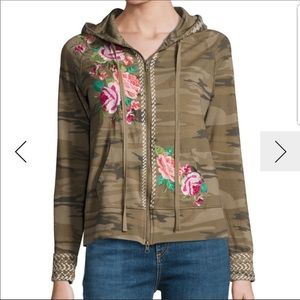 Johnny Was Dorana Embroidered Camo Hoodie Size S